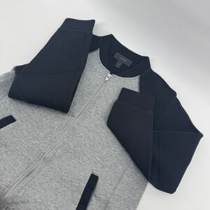 J. Crew Women's Black Grey Bomber Track Jacket Zip Up Size 4 Soft Loungewear